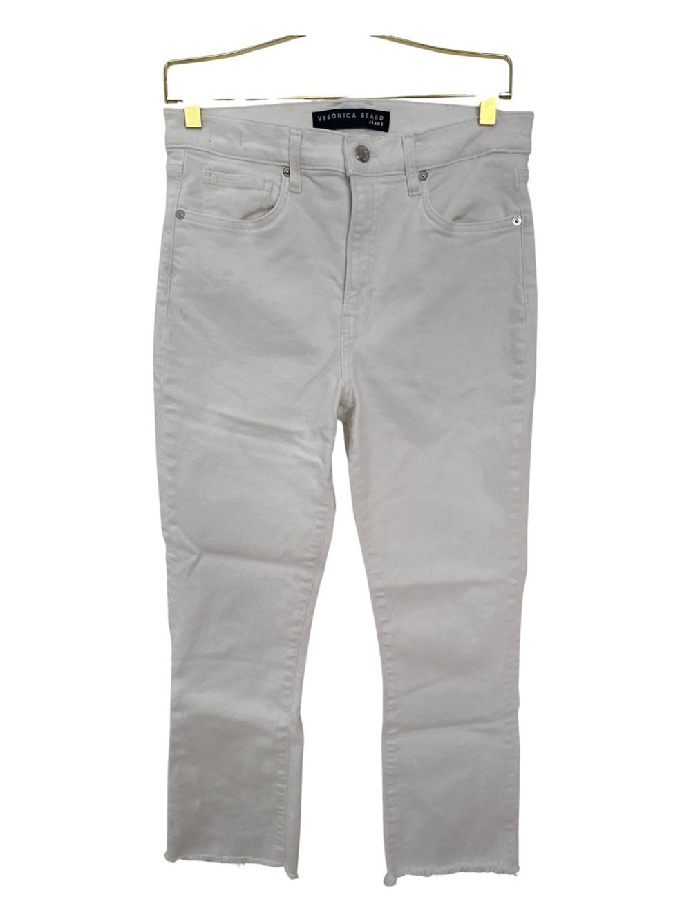 Veronica Beard Carly Kick Flare High Rise White Jeans